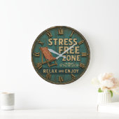 Stress Free Zone Rustic Beach House Decor Grote Klok (Huis)