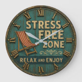 Stress Free Zone Rustic Beach House Decor Grote Klok (Voorkant)