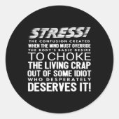 Stress Grappige Definitie Ronde Sticker (Voorkant)