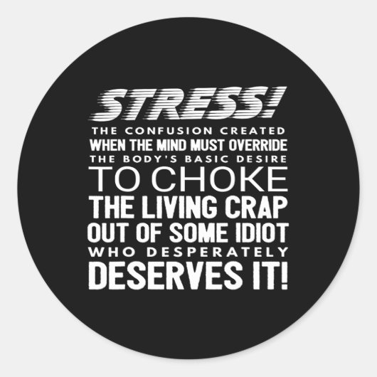 Stress Grappige Definitie Ronde Sticker (Voorkant)