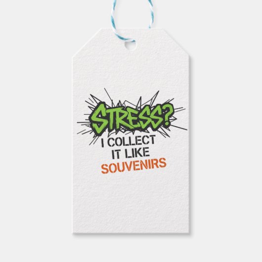 Stress? Ik verzamel het als souvenirs - Graffiti D Cadeaulabel (Voorkant)