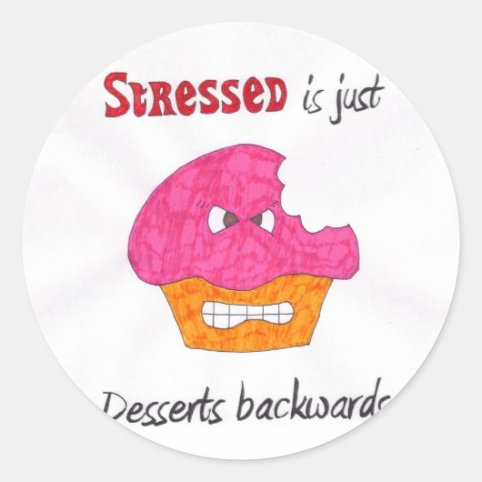 Stress is desserts achterwaarts stickers (Voorkant)