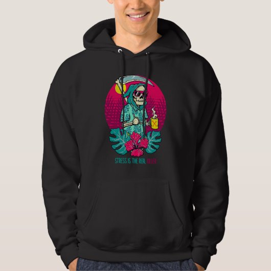 Stress Is the Real Killer Cool Grim Reaper Mental Hoodie (Voorkant)