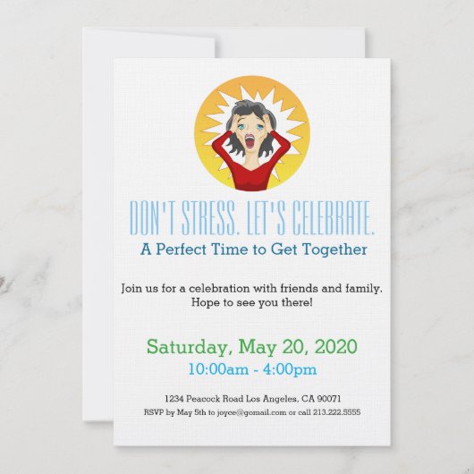 Stress Last Minute Party Invitation Kaart (Voorkant)