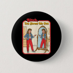 Stress Me Uit Funny Sarcastische Vrouw Spiegel Ret Ronde Button 5,7 Cm
