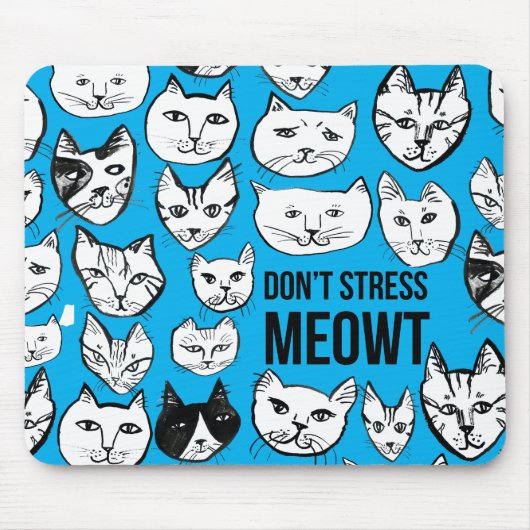 Stress MEOWT Cat Head Pattern Blue niet Muismat (Voorkant)