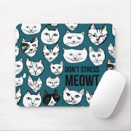 Stress MEOWT Cat Head Pattern Green niet Muismat
