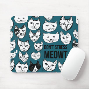 Stress MEOWT Cat Head Pattern Green niet Muismat