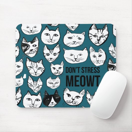 Stress MEOWT Cat Head Pattern Green niet Muismat (Met muis)