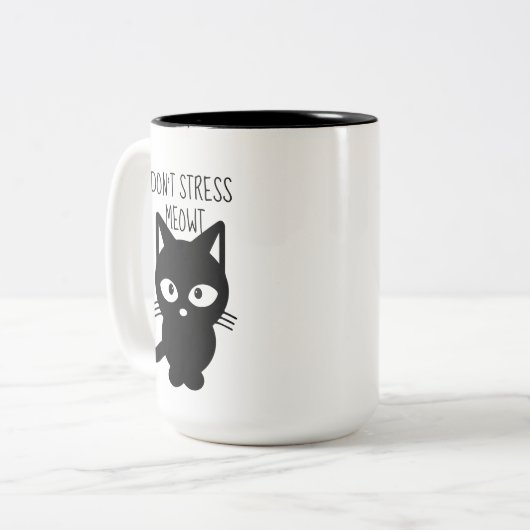 Stress Meowt Coffee-Mok niet Tweekleurige Koffiemok (Voorkant links)