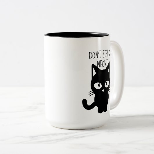 Stress Meowt Coffee-Mok niet Tweekleurige Koffiemok (Voorkant rechts)