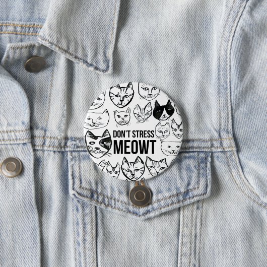Stress Meowt Funny Cat Lovers Ronde Button 7,6 Cm (In situ)