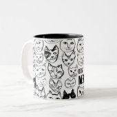 Stress Meowt Funny Cat niet Tweekleurige Koffiemok (Voorkant links)