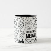 Stress Meowt Funny Cat niet Tweekleurige Koffiemok (Center)