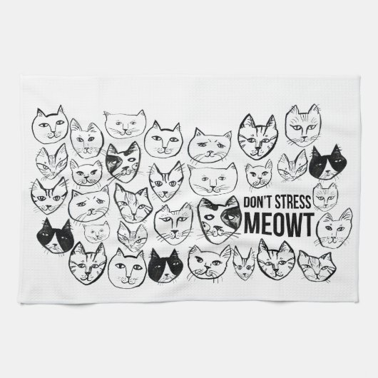 Stress Meowt Funny Cat Pattern Theedoek (Horizontaal)