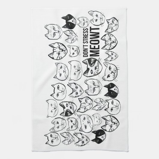 Stress Meowt Funny Cat Pattern Theedoek (Verticaal)