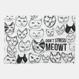 Stress Meowt Funny Cat Pattern Theedoek