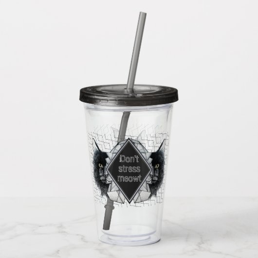 Stress Meowt Geometric Cat niet Acryl Drinkbeker (Achterkant)