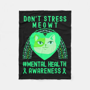 Stress Meowt Mental Health Awareness Rainbow Fleece Deken