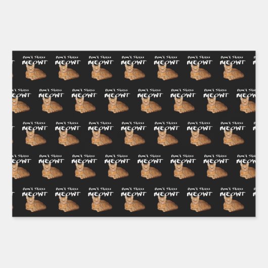 Stress Meowt niet - Oranje kat zet me uit Inpakpapier Vel (Voorkant)