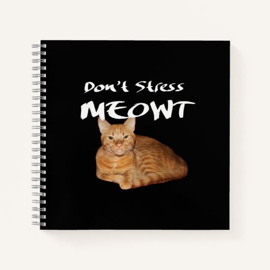Stress Meowt niet - Oranje kat zet me uit Notitieboek (Voorkant)
