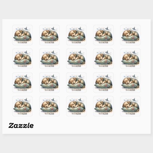 Stress Minder Schattigee aangepaste puppy Vierkante Sticker (Vel)