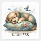 Stress Minder Schattigee aangepaste puppy Vierkante Sticker (Voorkant)