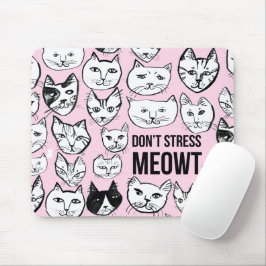 Stress niet MEOWT Cat Head Pattern roze Muismat