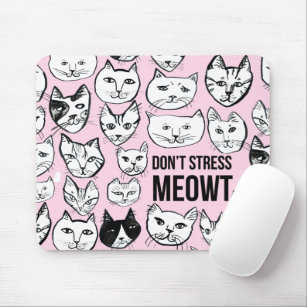 Stress niet MEOWT Cat Head Pattern roze Muismat