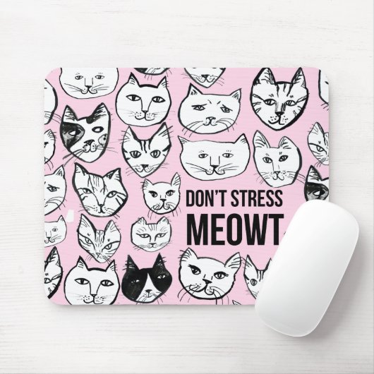 Stress niet MEOWT Cat Head Pattern roze Muismat (Met muis)