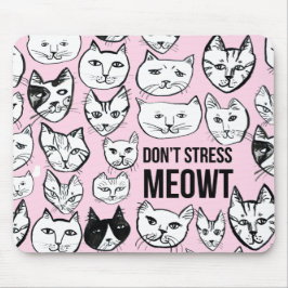 Stress niet MEOWT Cat Head Pattern roze Muismat