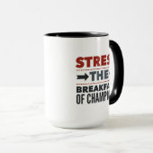Stress, ontbijt van champions grappige koffie-mok mok (Voorkant rechts)