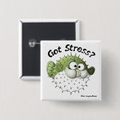 Stress? Puffer Fish Vierkante Button 5,1 Cm (Voorkant /achterkant)