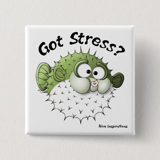 Stress? Puffer Fish Vierkante Button 5,1 Cm (Voorkant)