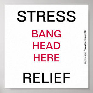 Stress-religie-bang-kop hier Poster