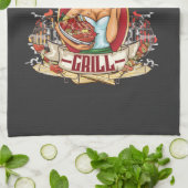 Stress van de Grill voor vrouwen die graag grillen Theedoek (Gevouwen)