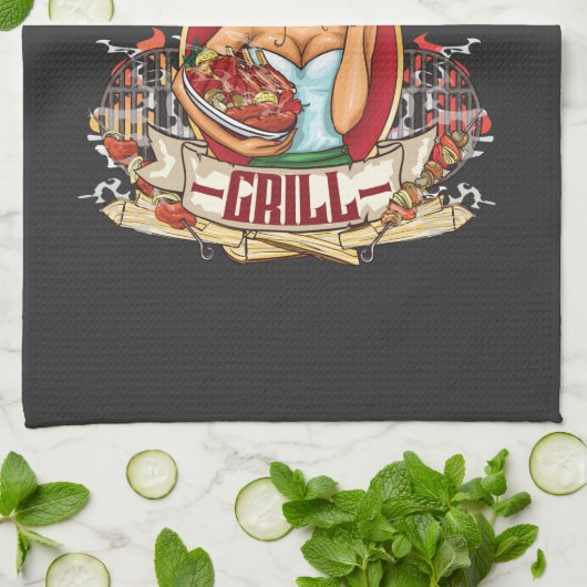 Stress van de Grill voor vrouwen die graag grillen Theedoek (Gevouwen)