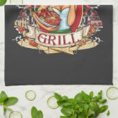 Stress van de Grill voor vrouwen die graag grillen Theedoek (Gevouwen)