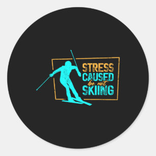 Stress veroorzaakt door het niet skiën wintersport ronde sticker