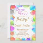 Stress voor Mess Paint Birthday-uitnodigingen Kaart (Voorkant)