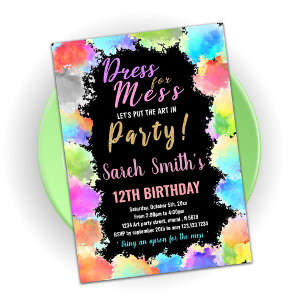 Stress voor Mess Paint Birthday-uitnodigingen Kaart