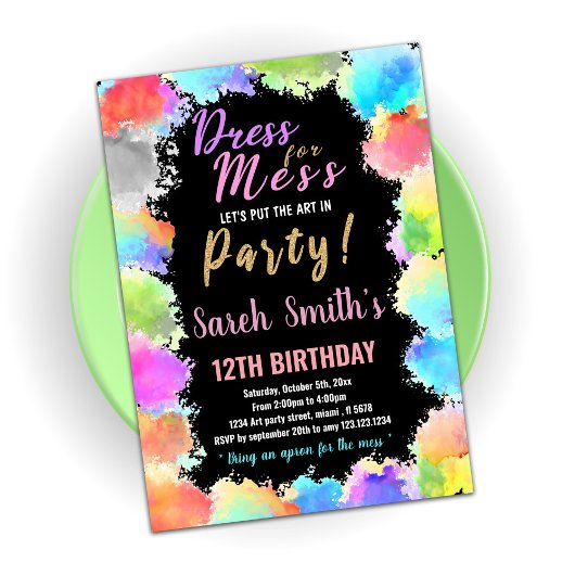 Stress voor Mess Paint Birthday-uitnodigingen Kaart