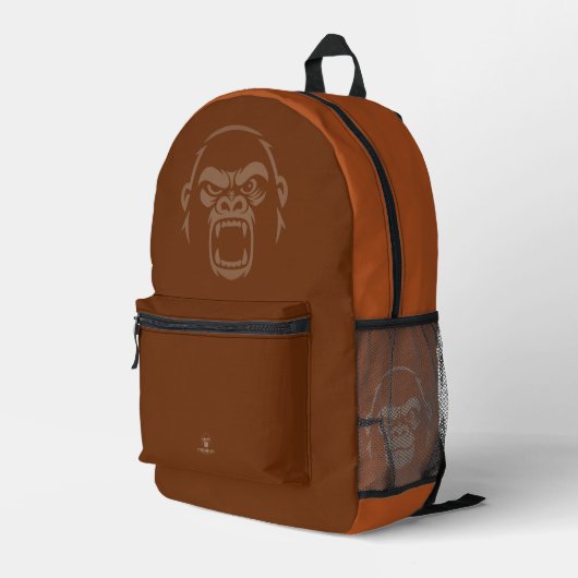 Stressed Ape - Roar! Koper Bedrukte Rugzak (Achterkant Hoek Rechts)