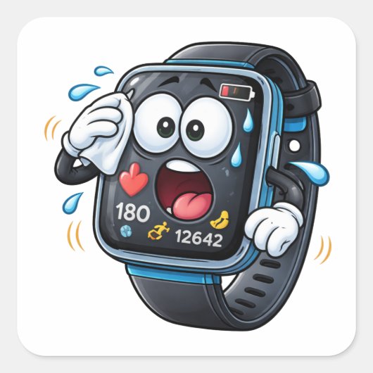 Stressed Cartoon Smart watch Character Sticker (Voorkant)