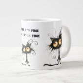 Stressed Cat I'm Fine It's Fine Everything's Fine Grote Koffiekop (Voorkant rechts)