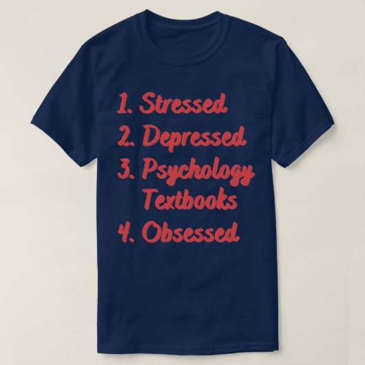 Stressed Depressed Psychology boeken T-shirt (Design voorkant)
