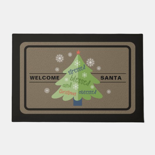 Stressed Gezegend Kerstboom Deurmat (Voorkant)