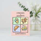 STRESSED is DE DESSERTS achteruit gespeld Briefkaart (Staand voorkant)