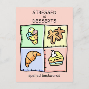 STRESSED is DE DESSERTS achteruit gespeld Briefkaart