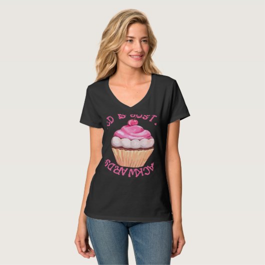 Stressed Is Just Desserts Backwards Cupcake T-shirt (Voorkant volledig)
